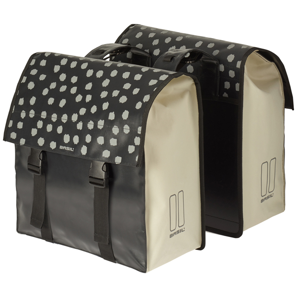 Basil fietstas dubbel Urban load zwart wit Black Reflective/White