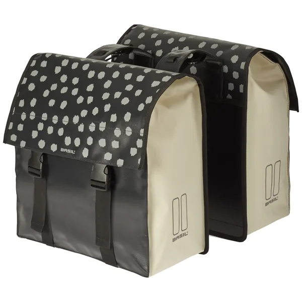 Basil fietstas dubbel Urban load Zwart/Wit